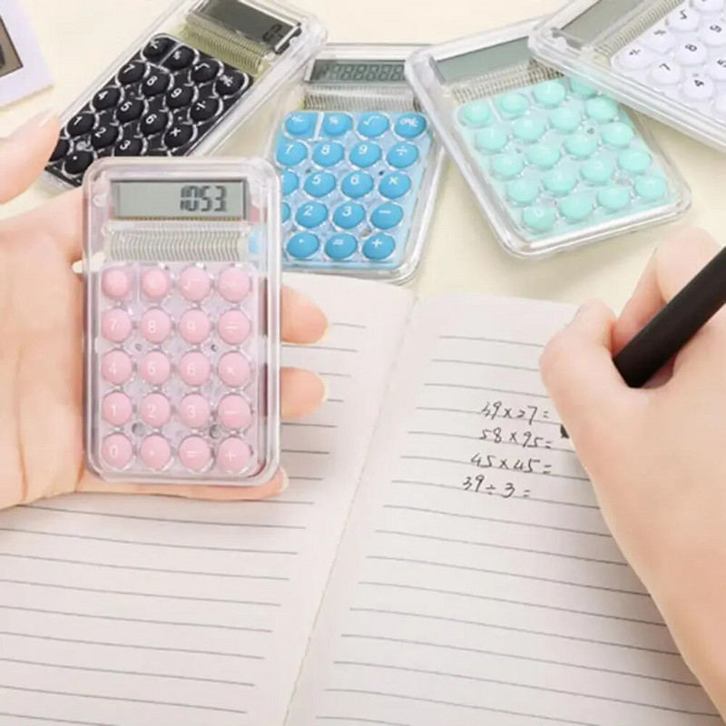 Afișaj cu 8 cifre Calculator drăguț Buton din silicon de culoarea bomboanelor Calculator transparent Vânt dulce Trimite cadouri studenților