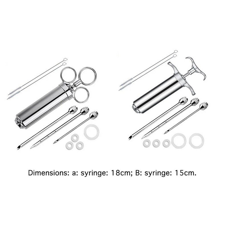 Nerūdijančio plieno prieskonių švirkštų rinkinys BBQ mėsos kalakutienos skonio injektoriumi kepimo įrankiai
