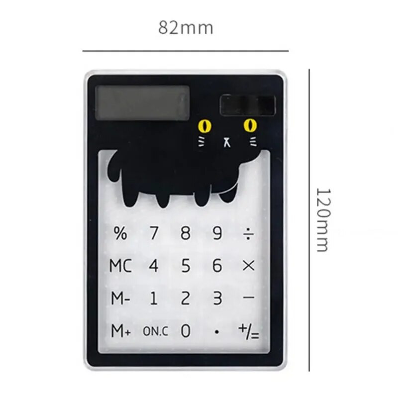 Skaidrus mielas animacinių filmų kūrybinis skaičiuotuvas Saulės energijos mini nešiojamasis jutiklinis skaičiuotuvas studentų reikmenys Kawaii mini raštinės reikmenys