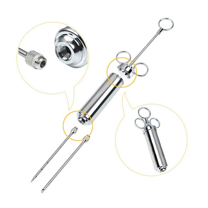 Mėsos marinato purkštukų rinkinys Prieskonių purkštukas Mėsos purkštuvai nerūdijančio plieno kepimo švirkštas su 2–5 adatomis