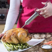 Trigubos adatos kalakutienos purkštukas nerūdijančio plieno kepsninės įrankis Marinatas mėsos prieskoniai kalakutienos mėsos gaminimas švirkštu Namų virtuvės prietaisai