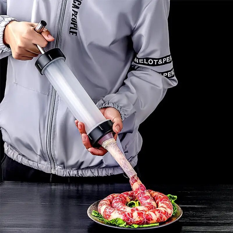 virtuves piederumi Manuālie desu gaļas pildītāji Mašīna desu gaļas pildījuma pildīšanai Ar roku darbināma desu mašīna Piltuves uzgalis