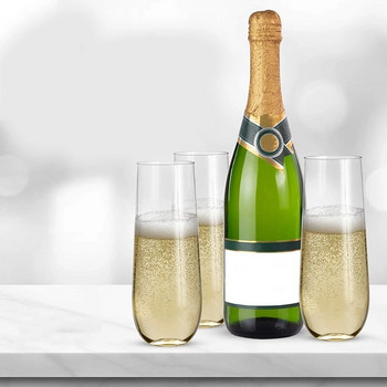 24 пластмасови флейти за шампанско без дръжки - 9 унции пластмасови чаши за шампанско Прозрачни нечупливи чаши за препичане за еднократна употреба за сватба