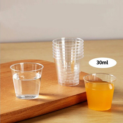 20/50/100 db Eldobható átlátszó műanyag csésze kültéri piknik születésnapi konyhai party shot poharak zselés poharak étkészlet kóstoló 30 ml