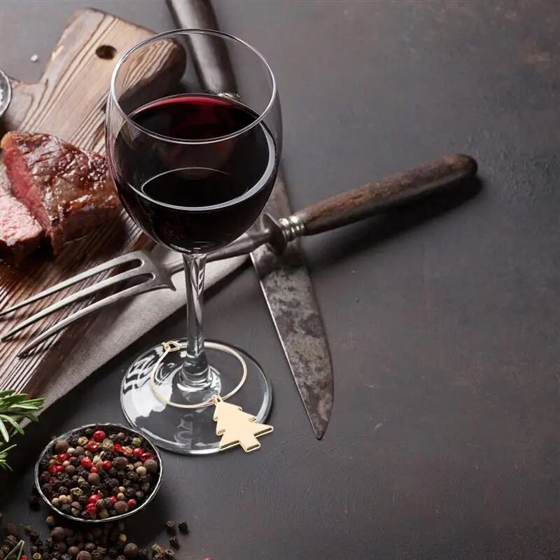 6vnt Metaliniai puodelių žiedai Kalėdų rekvizitas Vyno stiklo dekoravimas Vakarėlis Stiklinis Ornamentas Vyno Žymekliai Virtuvės baro stalo dekoratyvinis žiedas