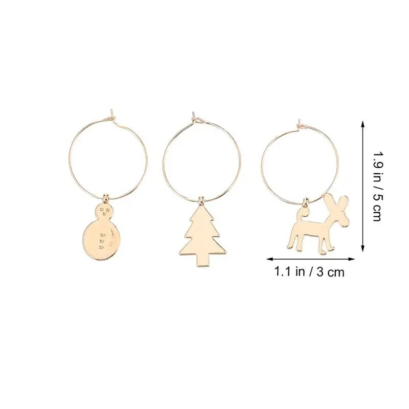 6vnt Metaliniai puodelių žiedai Kalėdų rekvizitas Vyno stiklo dekoravimas Vakarėlis Stiklinis Ornamentas Vyno Žymekliai Virtuvės baro stalo dekoratyvinis žiedas