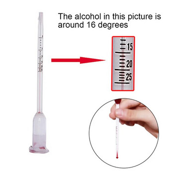 Αλκοολόμετρο για Moonshine Liquors Δοκιμαστής κρασιού μετρητή Γυαλί Οινόμετρο 0-25 μοιρών Εργαλείο μέτρησης χειρός