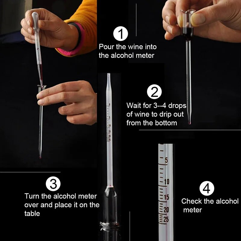 Contor de alcool pentru lichioruri Moonshine Tester de vin Ometrul de sticlă Vinometru 0-25 grade Instrument de măsurare manuală