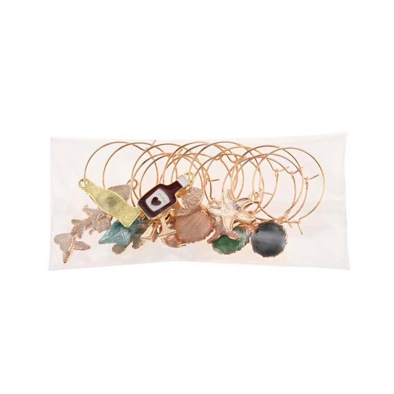 15 vnt vyno taurės pakabukai atogrąžų paplūdimio atostogų stiliaus gėrimo taurės atpažinimo žiedas žuvies kevalų kokoso kūrybinės vakarėlio vestuvės