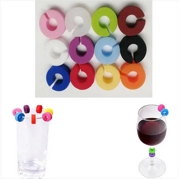 12PCS/компл. Силиконова висулка за пръчици за вино Сладък маркер за чаши за вино Етикети за стъклени чаши Етикети за напитки Знаци за парти бар Инструменти Аксесоари