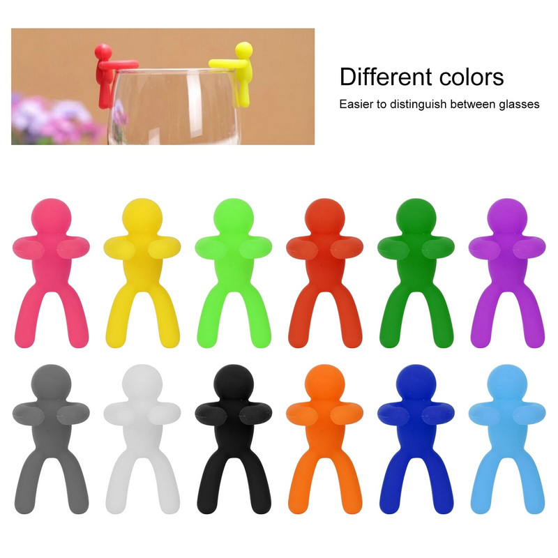 12/24 tk veiniklaasi äratundja silikoonist silt joogiklaasi identifitseerimissildid, sildid peonõude tarvikute jaoks