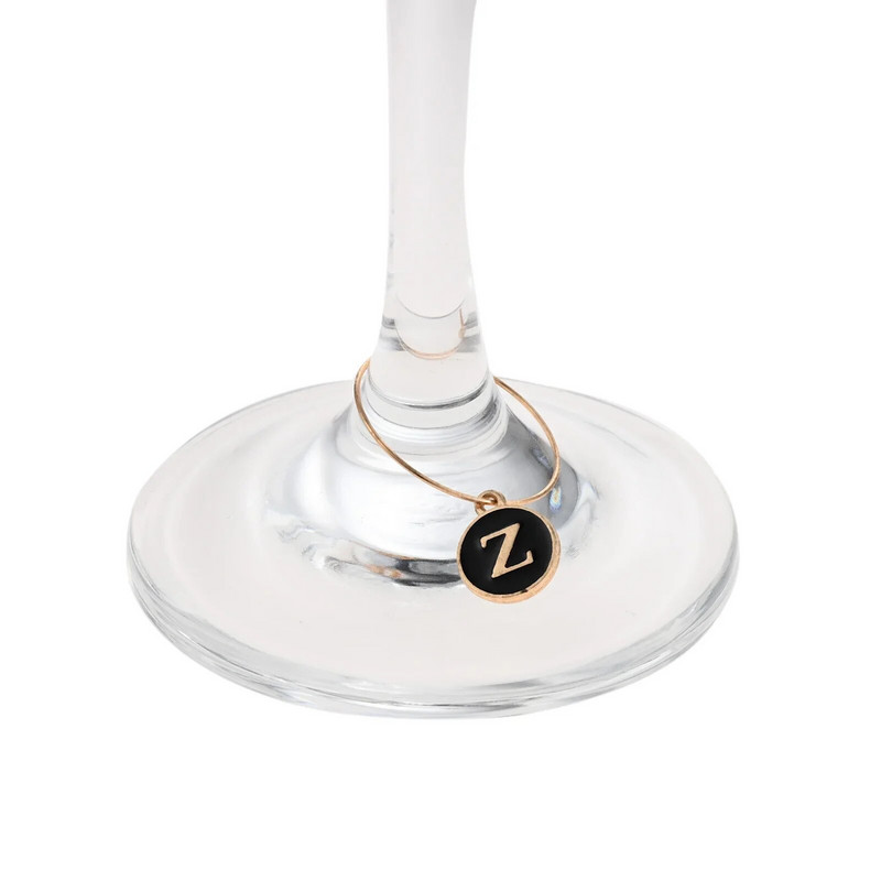 26db ábécé betűs boros serleg jelző bankett felismerő felirat gyűrű esküvői parti azonosítók fekete/fehér/piros/fekete bűbáj