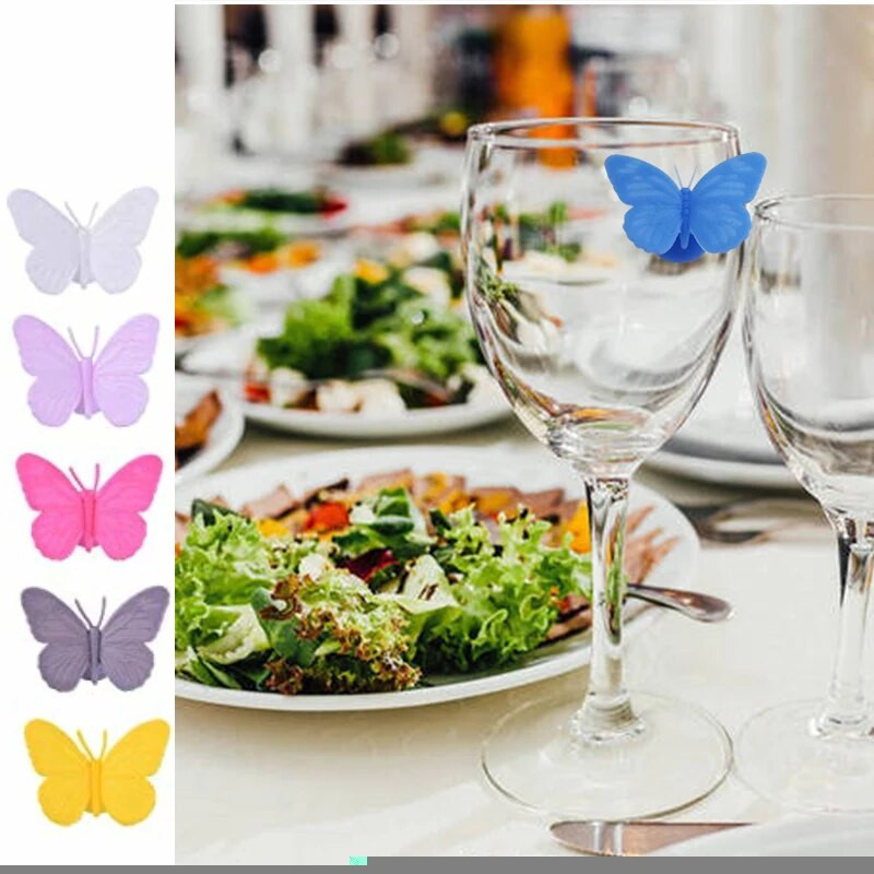 6/12/18db Borospohár jelölő Borbűvek Poharak Azonosító Marker Poharak Poharak Markerek Szilikon Üveg Nyelv alakú Poharak címke