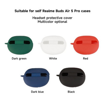 Защитен калъф за слушалки, подходящ за Realme Buds Air 5 Pro Cover Удароустойчив миещ се корпус Антипрахов силиконов калъф