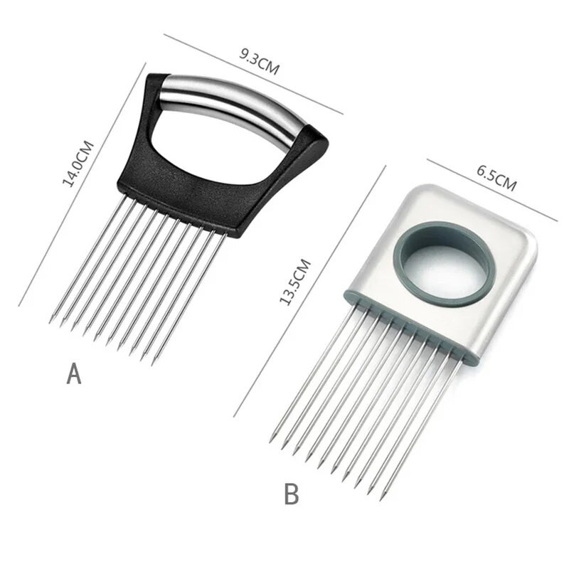 Kūrybinis svogūnų pjaustyklė, nerūdijantis plienas, biri mėsos adata pomidorų bulvių daržovės vaisių pjaustyklė, saugus pagalbos įrankis virtuvės prietaisai