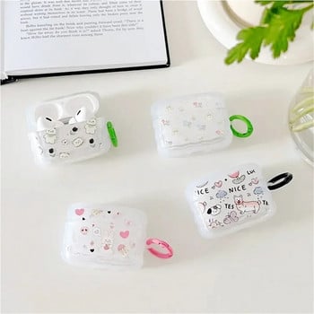 Cute Cartoon Wave Lovers Cover за Apple Airpods Pro 2nd Fashion Smile Heart Калъфи за протектор за слушалки за Airpods 1 2 3 Ключодържател