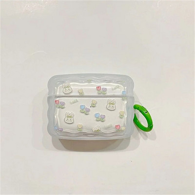 Mielas animacinių filmų „Wave Lovers“ dangtelis skirtas „Apple Airpods Pro 2nd Fashion Smile Heart“ ausinių apsauginiams dėkliukams „Airpods“ 1 2 3 raktų pakabukas