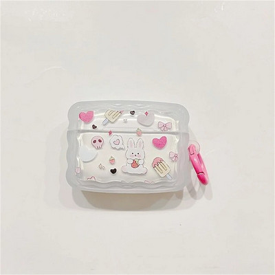 Mielas animacinių filmų „Wave Lovers“ dangtelis skirtas „Apple Airpods Pro 2nd Fashion Smile Heart“ ausinių apsauginiams dėkliukams „Airpods“ 1 2 3 raktų pakabukas