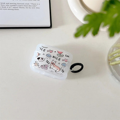 Mielas animacinių filmų „Wave Lovers“ dangtelis skirtas „Apple Airpods Pro 2nd Fashion Smile Heart“ ausinių apsauginiams dėkliukams „Airpods“ 1 2 3 raktų pakabukas