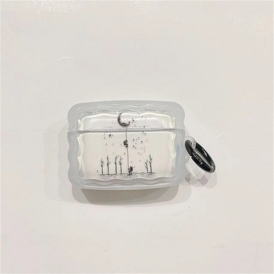 Mielas animacinių filmų „Wave Lovers“ dangtelis skirtas „Apple Airpods Pro 2nd Fashion Smile Heart“ ausinių apsauginiams dėkliukams „Airpods“ 1 2 3 raktų pakabukas