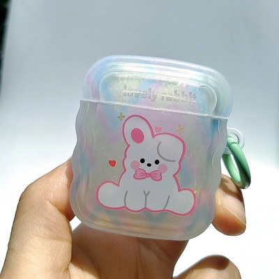 Mielas animacinių filmų „Wave Lovers“ dangtelis skirtas „Apple Airpods Pro 2nd Fashion Smile Heart“ ausinių apsauginiams dėkliukams „Airpods“ 1 2 3 raktų pakabukas