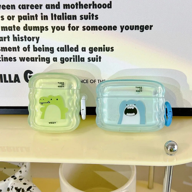 Mielas animacinių filmų „Wave Lovers“ dangtelis skirtas „Apple Airpods Pro 2nd Fashion Smile Heart“ ausinių apsauginiams dėkliukams „Airpods“ 1 2 3 raktų pakabukas