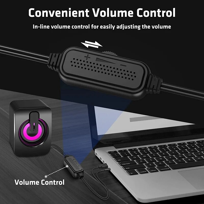 Arvuti kõlarid USB juhtmega Caixa De Som HIFI stereoheliboks LED-valgusmuusikapleieriga lauaarvuti sülearvuti jaoks