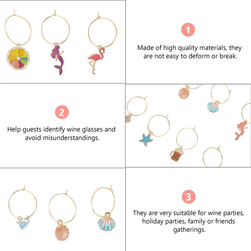 Privjesci Markeri Oznake Prstenovi za piće Dekori Identifikatori Marker Identifikacija privjesaka za zabavu Party Čaše Naljepnica za piće Drška koktela