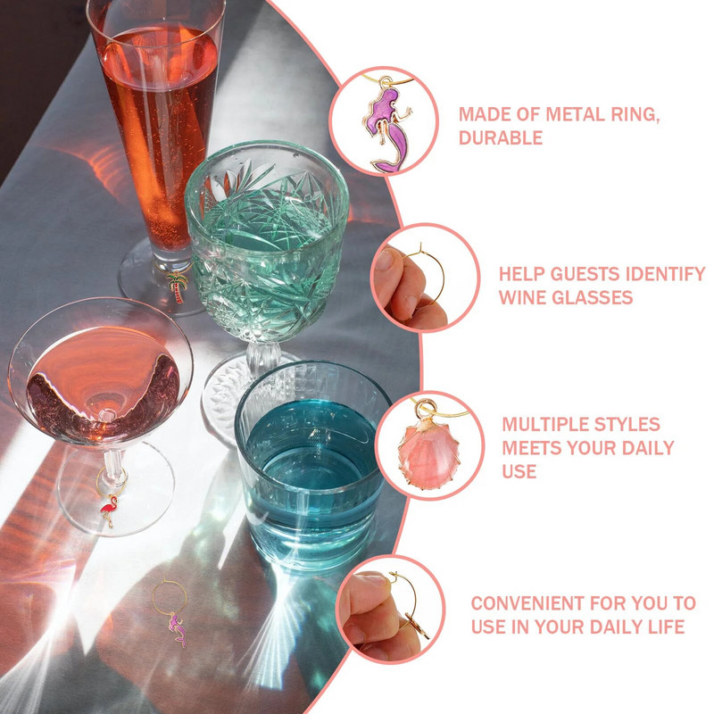 Privjesci Markeri Oznake Prstenovi za piće Dekori Identifikatori Marker Identifikacija privjesaka za zabavu Party Čaše Naljepnica za piće Drška koktela