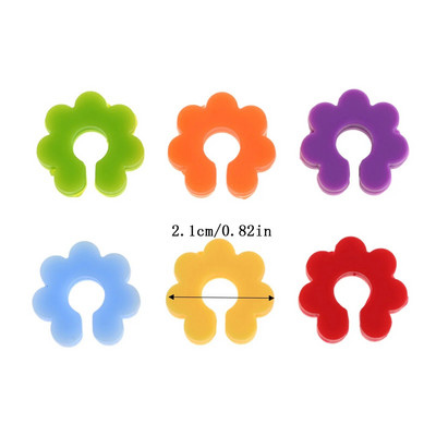 Marcator pentru pahar de vin din silicon, 6 buc. Cerc rotund/forma de floare, etichetă colorată, recunoaștere pentru pahar de șampanie, cină pentru petrecerea de nuntă