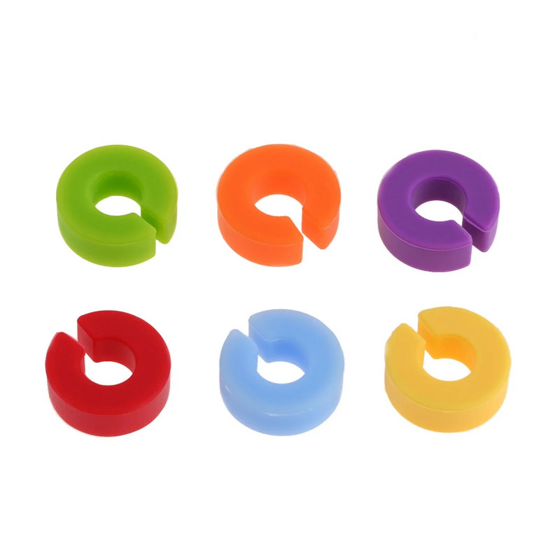 6 vnt silikoninis vyno taurės žymeklis C tipo apskritimas, apvalus/gėlės formos spalvinga etiketė šampano taurės atpažinimo priemonė Vestuvių vakarienė