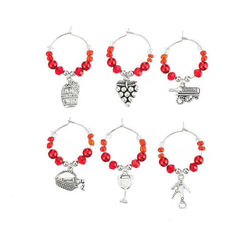 6vnt Kalėdų Naujųjų Metų puodelio žiedo stalo puošmenos Vyno taurės pakabukai Kalėdų vakarėlio pakabukai Metalo žiedo dekoras Navidad