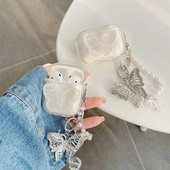 Mielas su grandinėle dangtelis Apple AirPods 1 2 3 dėklas Prabangus drugelis raktų pakabukas Ausinių dėklas, skirtas AirPods PRO dėklo dėžutės airpods 3