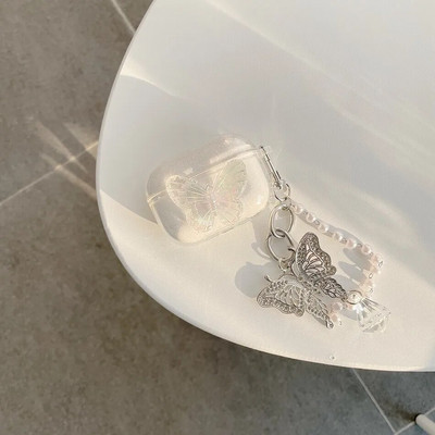 Mielas su grandinėle dangtelis Apple AirPods 1 2 3 dėklas Prabangus drugelis raktų pakabukas Ausinių dėklas, skirtas AirPods PRO dėklo dėžutės airpods 3