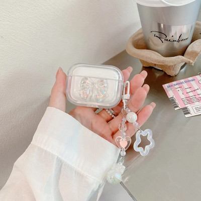 Mielas su grandinėle dangtelis Apple AirPods 1 2 3 dėklas Prabangus drugelis raktų pakabukas Ausinių dėklas, skirtas AirPods PRO dėklo dėžutės airpods 3