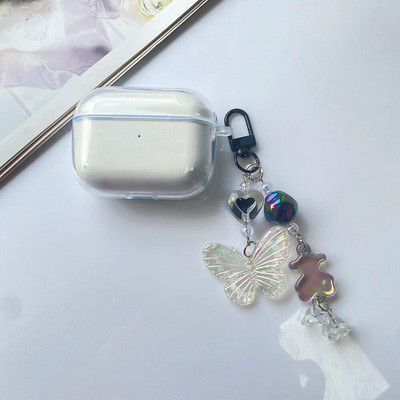 Mielas su grandinėle dangtelis Apple AirPods 1 2 3 dėklas Prabangus drugelis raktų pakabukas Ausinių dėklas, skirtas AirPods PRO dėklo dėžutės airpods 3