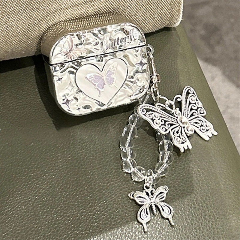 Πολυτελής επιμεταλλωμένη μαλακή θήκη με πτυχωτό καθρέφτη πεταλούδας για Airpods 1 2 3 Ακουστικά με κρεμαστό κάλυμμα ή Airpods Pro 2