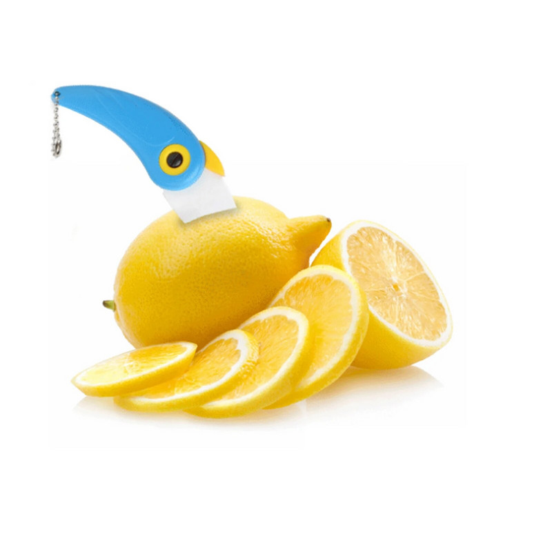 Hordozható madárkés gyümölcs- és zöldségkerámia kés zseb összecsukható kés madármintás zöldséges konyhai eszköz Aranyos gyümölcskés