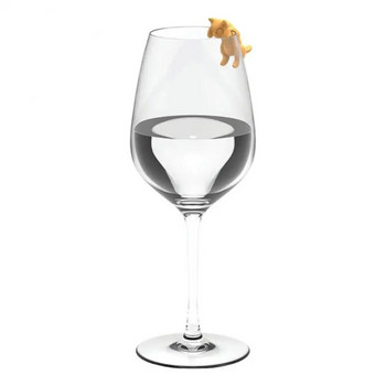 комплект Kitten Wine Cup Recognizer Преносим висящ мяу маркери за чаши за вино Инструменти Кухня Силиконова щипка за котки Консумативи за етикетиране