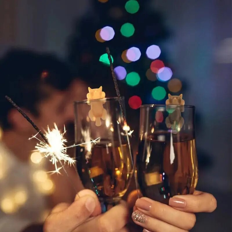 rinkinys Kitten Wine Cup Recognizer Nešiojamas pakabinamas Miau vyno taurės žymekliai Įrankiai Virtuvės silikoniniai kačių segtukai ženklinimo reikmenys