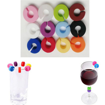 комплект Силиконова винена пръчица Висулка Сладък маркер за чаша за вино Етикети за стъклена чаша Етикети за напитки Знаци за парти бар Инструмент Аксесоари