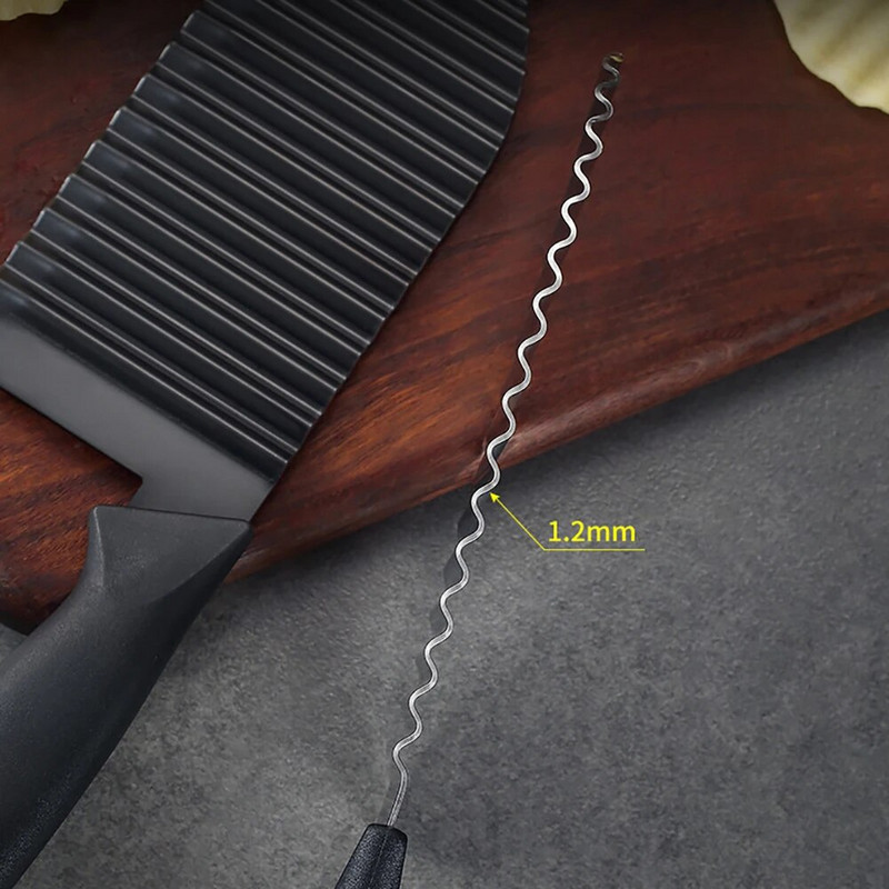 Nerūdijančio plieno bulvių gruzdintos bulvytės banguotos pjaustyklės Rankinės daržovių salotų pjaustymo peilis Bulvių smulkinimo peilis banguotas pjaustymas