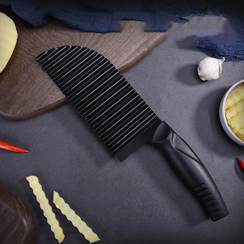 Nerūdijančio plieno bulvių gruzdintos bulvytės banguotos pjaustyklės Rankinės daržovių salotų pjaustymo peilis Bulvių smulkinimo peilis banguotas pjaustymas