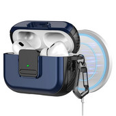 skirtas Airpods Pro 2 2-os kartos 1 dėklas su saugiu užraktu magnetiniu apsauginiu kieto dėklo dangteliu su raktų pakabuku, skirtu Airpods 3 2