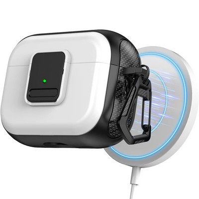 skirtas Airpods Pro 2 2-os kartos 1 dėklas su saugiu užraktu magnetiniu apsauginiu kieto dėklo dangteliu su raktų pakabuku, skirtu Airpods 3 2