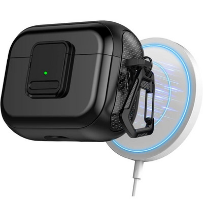 skirtas Airpods Pro 2 2-os kartos 1 dėklas su saugiu užraktu magnetiniu apsauginiu kieto dėklo dangteliu su raktų pakabuku, skirtu Airpods 3 2