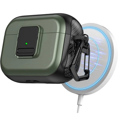 skirtas Airpods Pro 2 2-os kartos 1 dėklas su saugiu užraktu magnetiniu apsauginiu kieto dėklo dangteliu su raktų pakabuku, skirtu Airpods 3 2