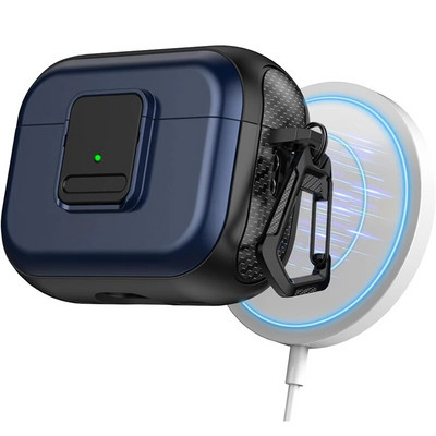 skirtas Airpods Pro 2 2-os kartos 1 dėklas su saugiu užraktu magnetiniu apsauginiu kieto dėklo dangteliu su raktų pakabuku, skirtu Airpods 3 2