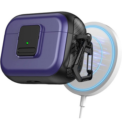 skirtas Airpods Pro 2 2-os kartos 1 dėklas su saugiu užraktu magnetiniu apsauginiu kieto dėklo dangteliu su raktų pakabuku, skirtu Airpods 3 2