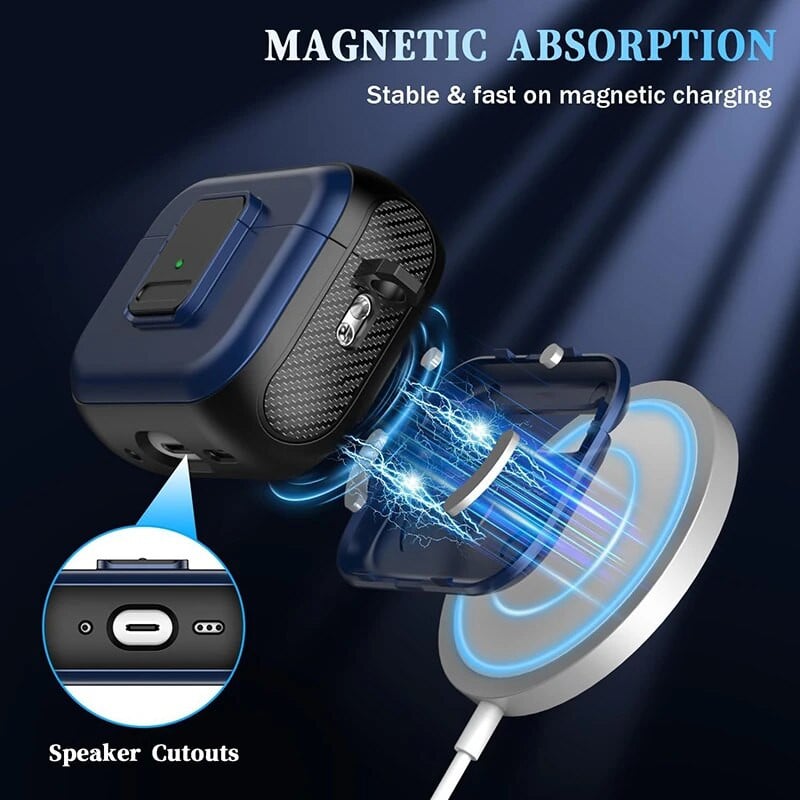 pentru Airpods Pro 2 generație a 2-a 1-a husă cu blocare sigură Husă rigidă de protecție magnetică cu breloc pentru Airpods 3 2